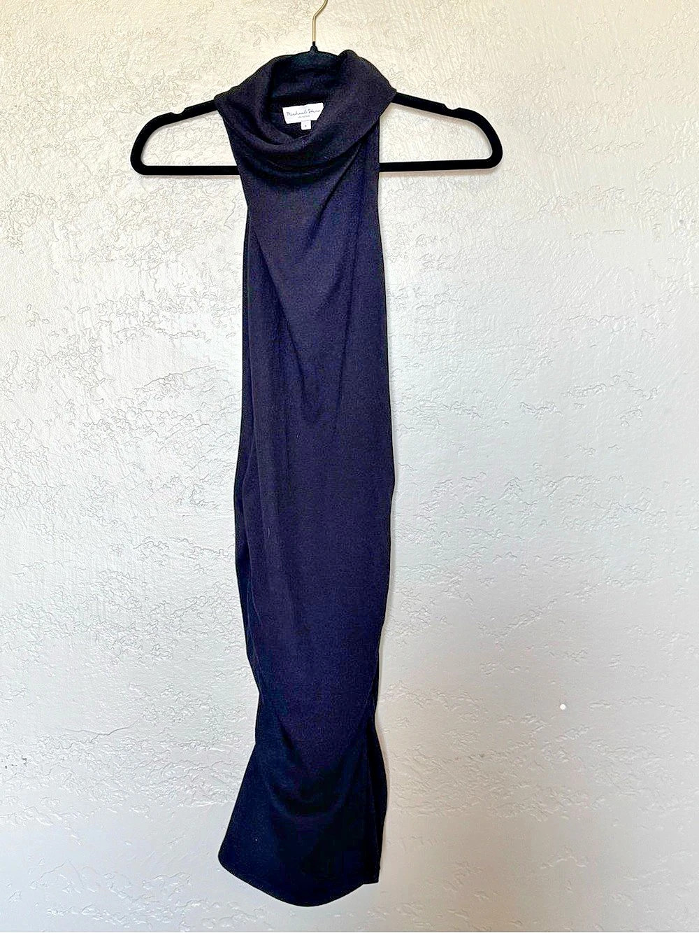Michael Stars Gia Mock Neck Ribbed Midi Dress Black Small